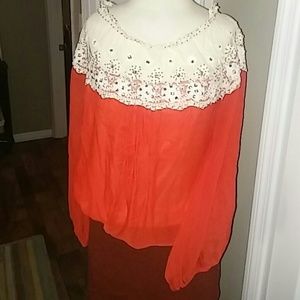 Silk & sequin mesh lined blouse sz 10
